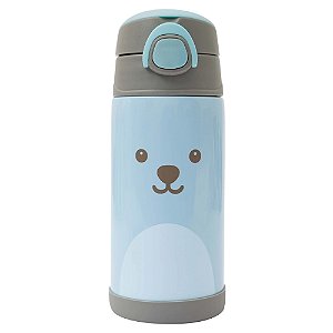 Copo Térmico Infantil Garrafa Térmica Inox Canudo Gumy Buba 12109 Azul