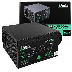 Fonte de Alimentação ATX 600W Bivolt para PC Desktop Dmix AF-600A