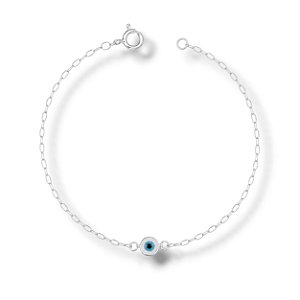 Pulseira de Prata Olho Grego Central Branco