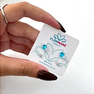 Duo de Prata Coração Azul