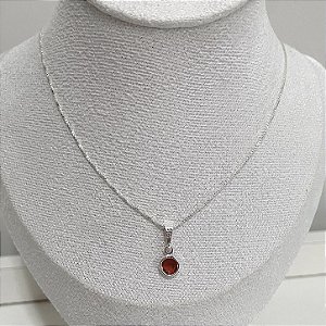 Colar de Prata Redondo Vermelho 45 cm v12