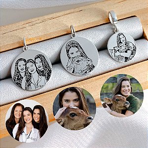 Pingente de Prata Personalizado com Foto Eternize (Ler Descrição) Redondo