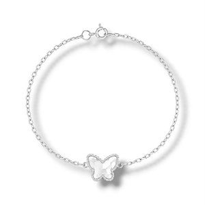 Pulseira de Prata Borboleta Transparente
