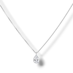 Colar de Prata Gota Zircônia 45 cm