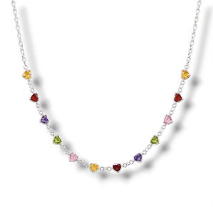 Choker de Prata Corações Colors
