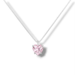 Colar de Prata Coração Rosa Bebê Maior