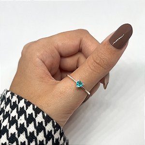 Anel de Prata Coração Turquesa