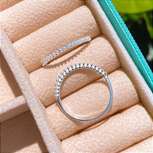 Meia Aliança de Prata Transparente