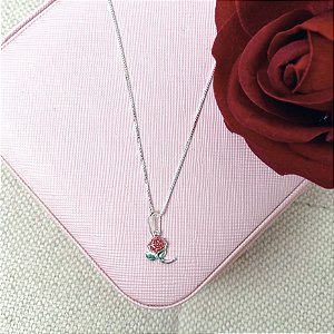Colar de Prata Mini Rosa 45 cm