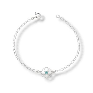 Pulseira de Prata Flor Vazada Turquesa