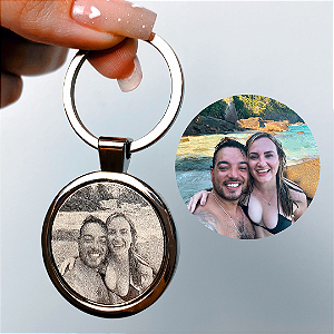 Chaveiro Aço Inox Personalizado com Foto Redondo