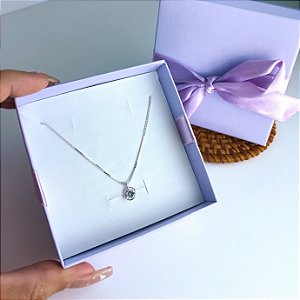 Colar de Prata Ponto de Luz 45 cm + Caixinha Presente