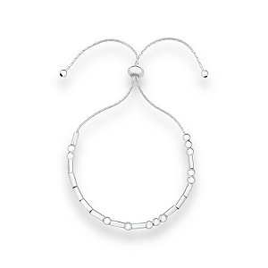 Pulseira de Prata Gravatinha Canutilhos e Bolinhas Menores