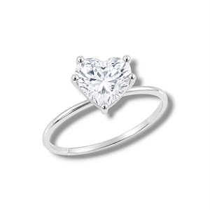 Anel de Prata Coração Cristal 10 mm