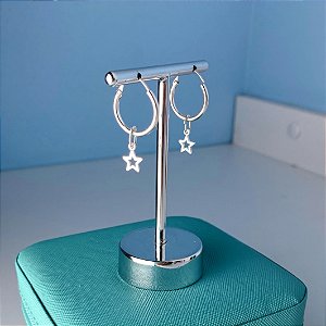 Argola de Prata Pingente Estrela