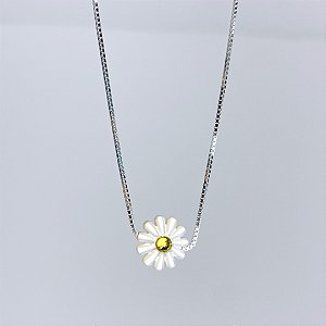 Colar de Prata Madrepérola Margarida 40 cm