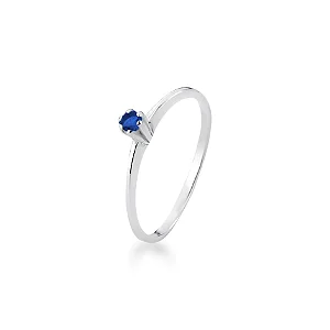 Anel Solitário de Prata Minimalista Azul Marinho