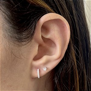 Argola de Prata Articulada Cravejada 11 mm