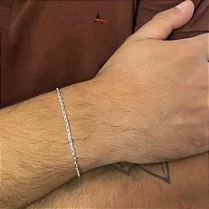 Pulseira de Prata Masculina Elos Largos 1 mm