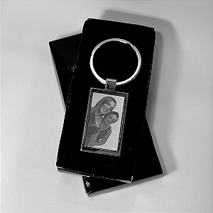 Chaveiro Aço Inox Personalizado com Foto Retangular + Frase no Verso