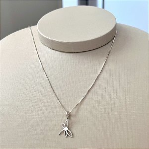 Colar de Prata Libélula Vazada 40 cm