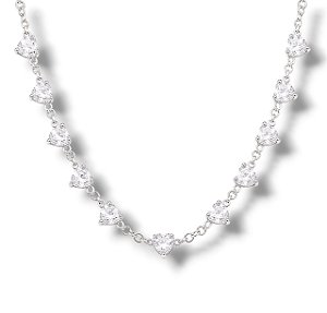 Choker de Prata Corações Cristal