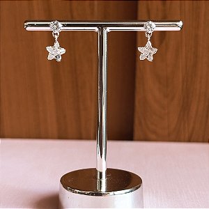 Brinco de Prata Ponto de Luz e Estrela