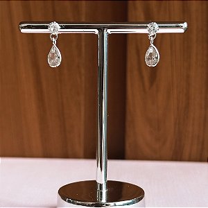 Brinco de Prata Ponto de Luz e Gota