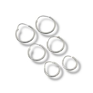 Trio de Prata Argolas Básicas Finas