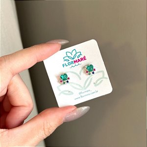 Brinco de Prata Coração Tiffany e Colors