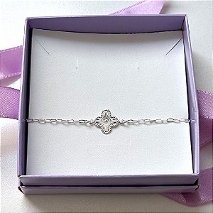Pulseira de Prata Trevo Trabalhado