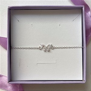 Pulseira de Prata Borboleta Asas Cravejadas