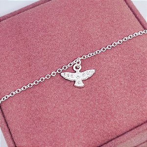 Pulseira de Prata Pombinha Cravejada