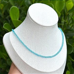 Choker Cristais Azul 40 cm + Extensor de Prata