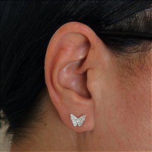 Brinco de Prata Borboleta Renda Italiana