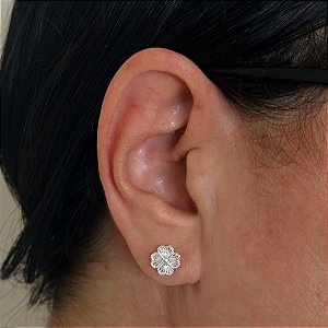 Brinco de Prata Trevo Renda Italiana