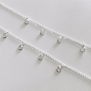 Pulseira de Prata Pingentes Ponto de Luz Redondo