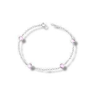 Pulseira de Prata Rosa Elo Português