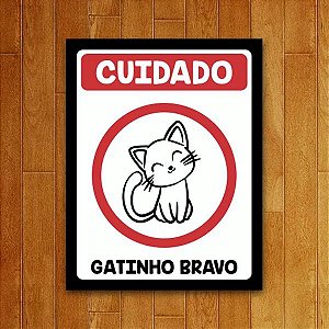 Placa Decorativa Gatinho Bravo (v2)