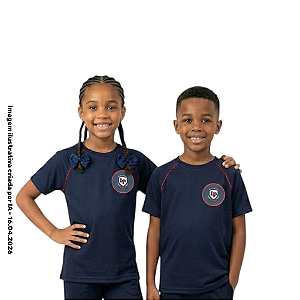 Little People School - Camiseta Azul Unissex Manga Curta - Ref. 263/264/240