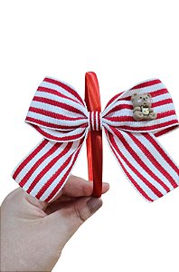 Tiara Listras Vermelhas Com Ursinho - Ref. 503