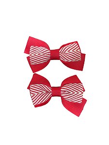 Par Gravatinha Listrado Vermelho - Ref. 503