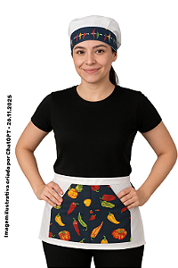 Kit De Touca Bandana + Meio Avental - Ultimas Peças