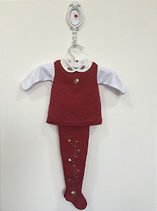 Conjunto maternidade Papoula vermelho com body  - Tamanho RN