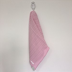 Manta maternidade trançada de tricot  - rosa