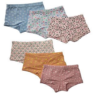 Kit com 12 Calcinhas Boxer – Ideal para Meninas Ativas, Conforto Que Dura o Dia Inteiro!