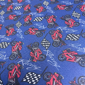 Lona 600 Estampado- Moto com fundo azul -1/2 Metro