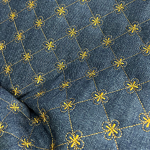 Metalassê Jeans -  Flor -  1/2 Metro