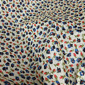 Cetim Estampado - Flor Azul l 1/2 Metro
