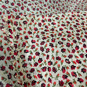 Cetim Estampado - Flor Vermelha 1/2 Metro